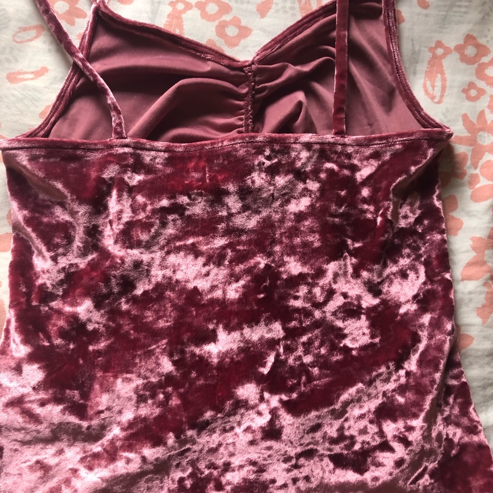Crushed Velvet Purple Ruched Cropped Tank Top UO - Picture 3 of 4